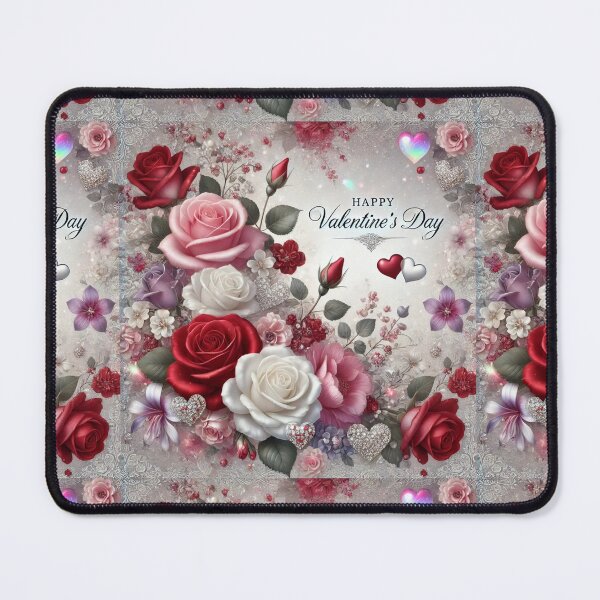 Item preview, Ethereal Valentine’s Elegance: A Floral Symphony in Silver and Roses designed and sold by Meta2Physical.