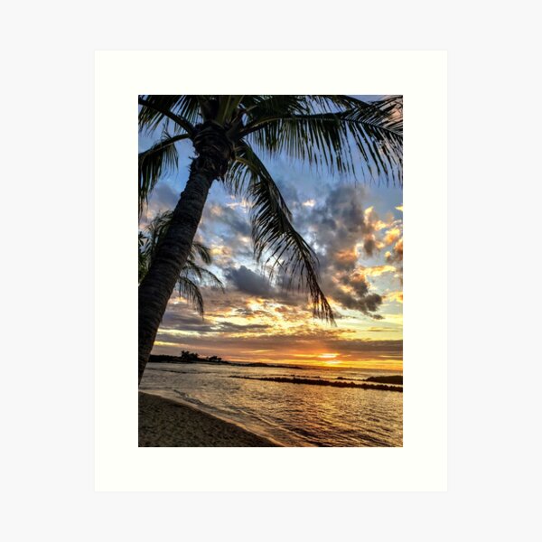 Kailua Kona Hawaii - Sunset at Beach Art Print