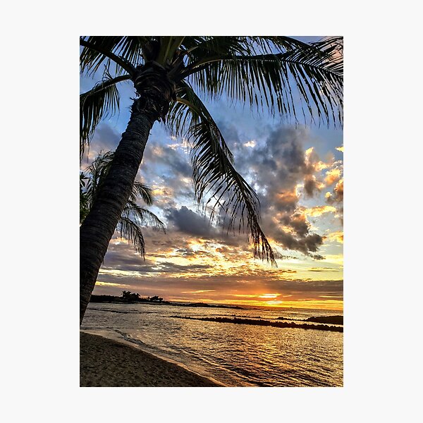 Kailua Kona Hawaii - Sunset at Beach Photographic Print