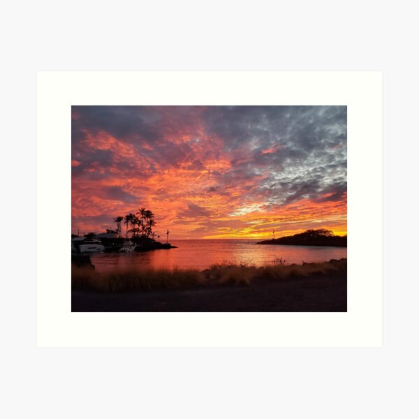 Honokohau Harbor Hawaii at Sunset Art Print