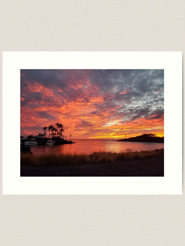 Thumbnail 1 of 3, Art Print, Honokohau Harbor Hawaii at Sunset designed and sold by sbg2.