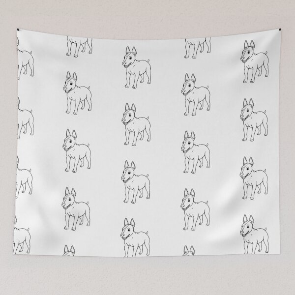 Item preview, A happy Bull Terrier with a muscular build playing with a frisbee in the park. designed and sold by AlwaysHome.