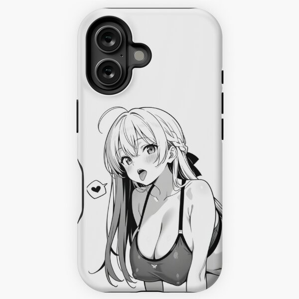 Artikel-Vorschau von Süßes Anime-Mädchen im Bikini – Schwarz-Weiß-Manga-Illustration, designt und verkauft von WaifuFantasy.
