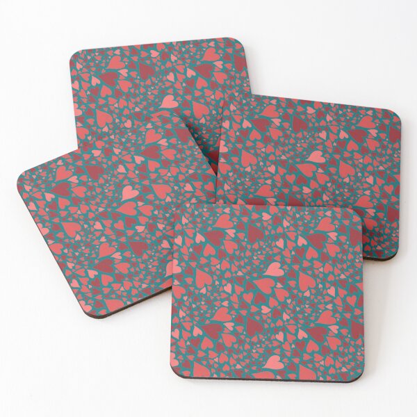 Item preview, Wild Hearts - Coral Carmine and Teal designed and sold by inkedinred.