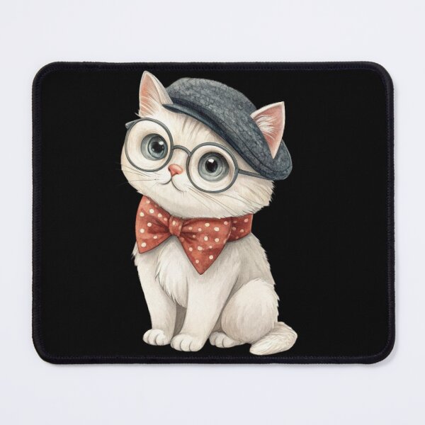 Item preview, A Cute Cat Wearing A Hat, Bow And Glasses designed and sold by PixelStoneDesign .