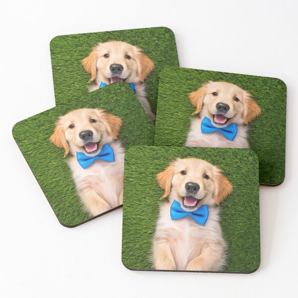 Item preview, Adorable Golden Retriever with Blue Bow Tie – Cute Dog Art & Gifts | Redbubble designed and sold by NBT-NOVA.