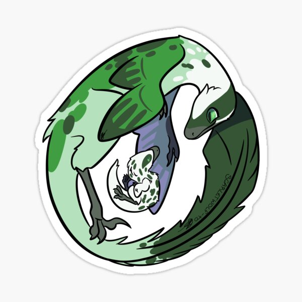 Item preview, Velociraptor and Baby (Green) designed and sold by ScarletWolf_tb.