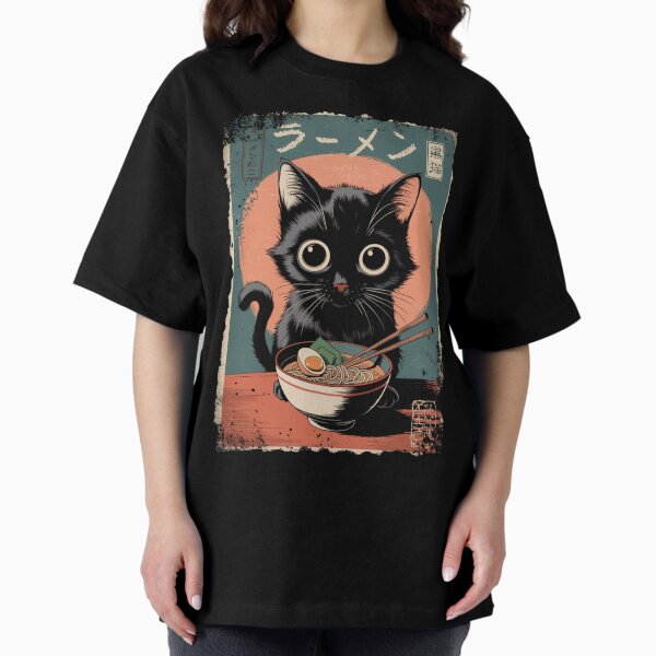 Item preview, Kawaii Black Cat with Ramen - Ramen Cat Cute Vintage Style - Kawaii Anime Inspired designed and sold by Damcoc.