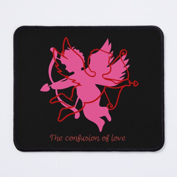 Item preview, Two cupids in pink, overlapping each other, representing the confusion of love. designed and sold by Wantanadesign.