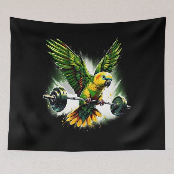 Item preview, Funny Yellow Headed Parrot Deadlift Weightlifting Fitness Gym Lover designed and sold by Kimberley King Art  King Art.
