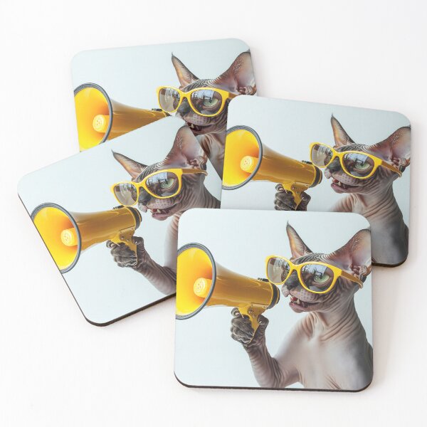 Item preview, Cat with glasses holding a megaphone designed and sold by anytka.