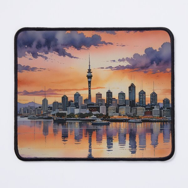 Item preview, Auckland Skyline at Sunset: Iconic Sky Tower & Silhouetted Cityscape designed and sold by LSVart.