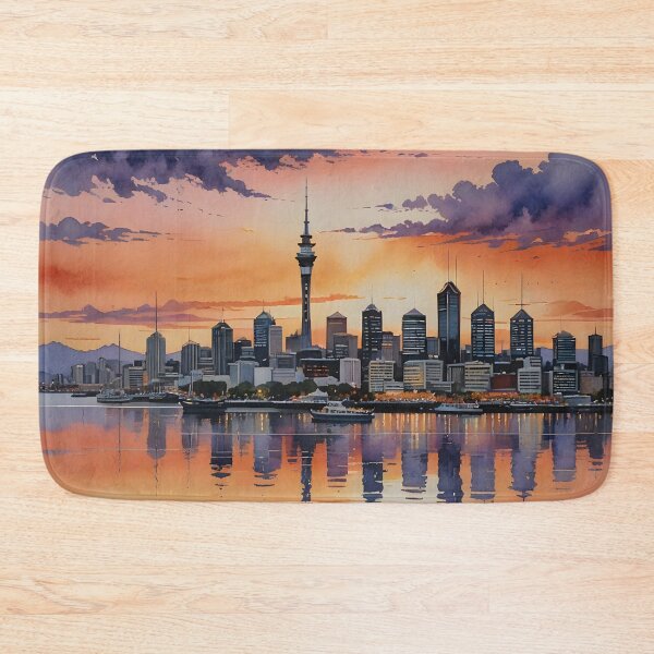 Item preview, Auckland Skyline at Sunset: Iconic Sky Tower & Silhouetted Cityscape designed and sold by LSVart.