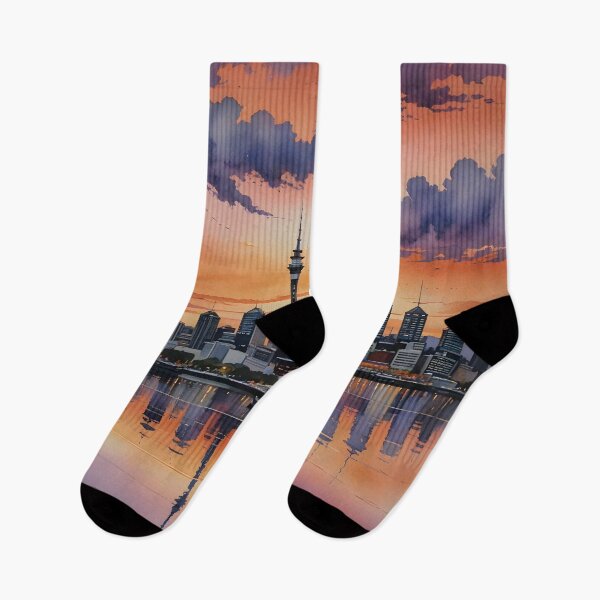 Item preview, Auckland Skyline at Sunset: Iconic Sky Tower & Silhouetted Cityscape designed and sold by LSVart.