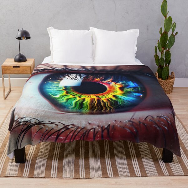 Item preview, A close-up view of a vibrant, colorful eye with swirling patterns in the iris, showcasing intricate details and captivating hues designed and sold by anytka.