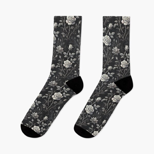 Item preview, Thorned Elegance: A Minimalist Rose Pattern on Black designed and sold by Meta2Physical.