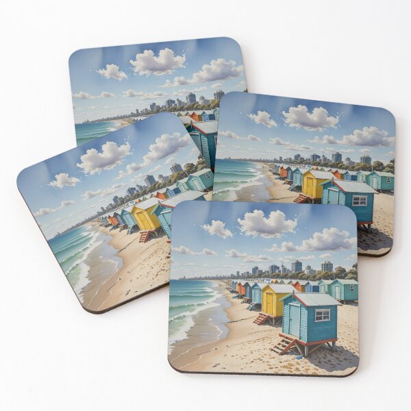 Item preview, Brighton Beach, Melbourne: Iconic Colourful Bathing Boxes designed and sold by LSVart.