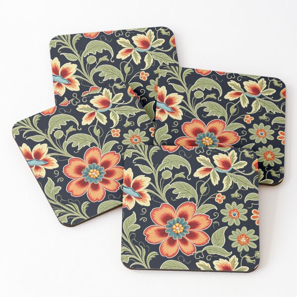 Item preview, Fantasy flowers in retro, vintage, jacobean embroidery style designed and sold by Giuseppe Cammino.