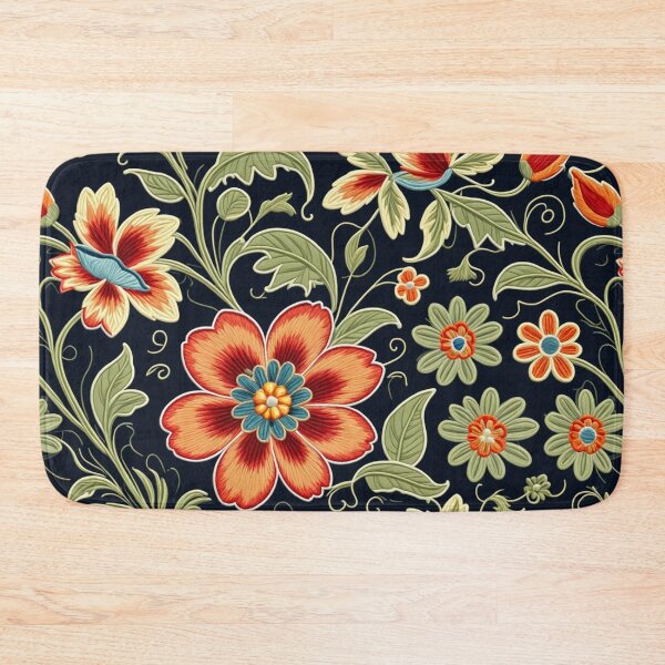 Item preview, Fantasy flowers in retro, vintage, jacobean embroidery style designed and sold by Giuseppe Cammino.