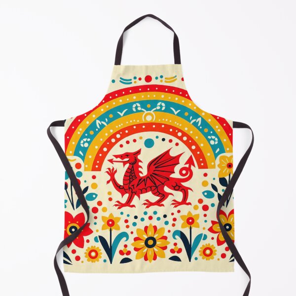 Item preview, Rainbow Scandinavian Folk Art - Colourful Welsh Dragon Design by heidiannemorris designed and sold by FOLK ART FUSION by heidiannemorris.