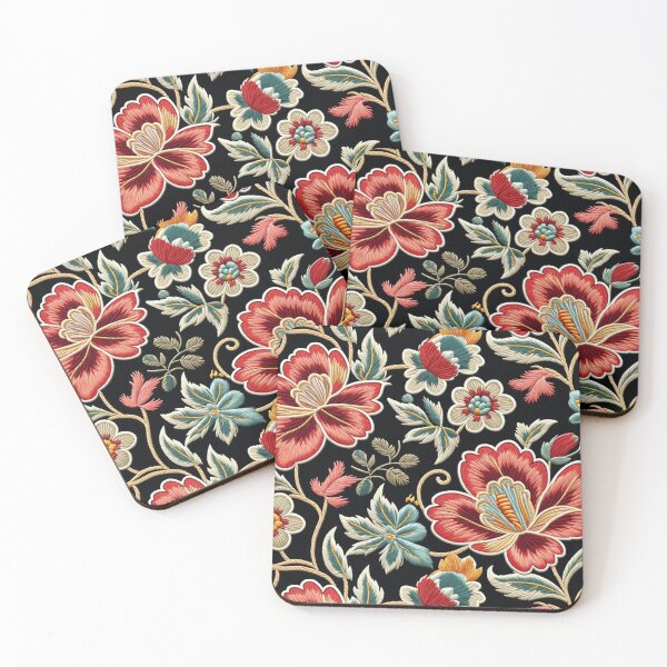 Item preview, Fantasy flowers in retro, vintage, jacobean embroidery style designed and sold by Giuseppe Cammino.