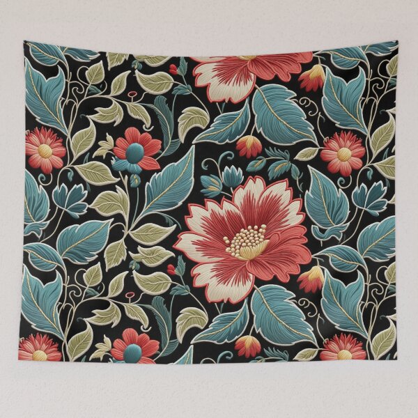 Item preview, Fantasy flowers in retro, vintage, jacobean embroidery style designed and sold by Giuseppe Cammino.