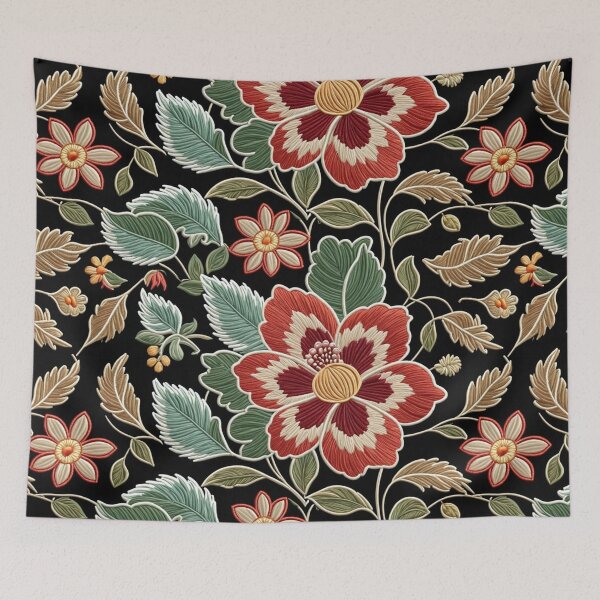 Item preview, Fantasy flowers in retro, vintage, jacobean embroidery style designed and sold by Giuseppe Cammino.
