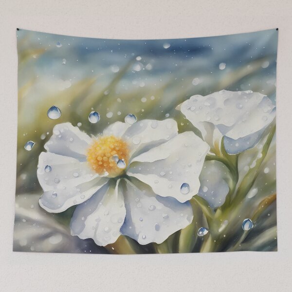 Item preview, White Beach Flowers in Rain designed and sold by CalmnessbyChoice.
