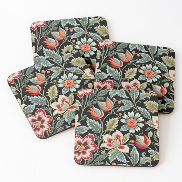 Item preview, Fantasy flowers in retro, vintage, jacobean embroidery style designed and sold by Giuseppe Cammino.