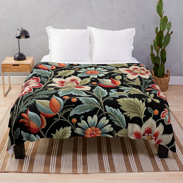 Item preview, Fantasy flowers in retro, vintage, jacobean embroidery style designed and sold by Giuseppe Cammino.