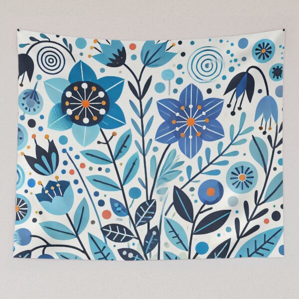 Item preview, Scandinavian Folk Art Flowers - Colourful Bluebell and Starflower Design by heidiannemorris designed and sold by FOLK ART FUSION by heidiannemorris.