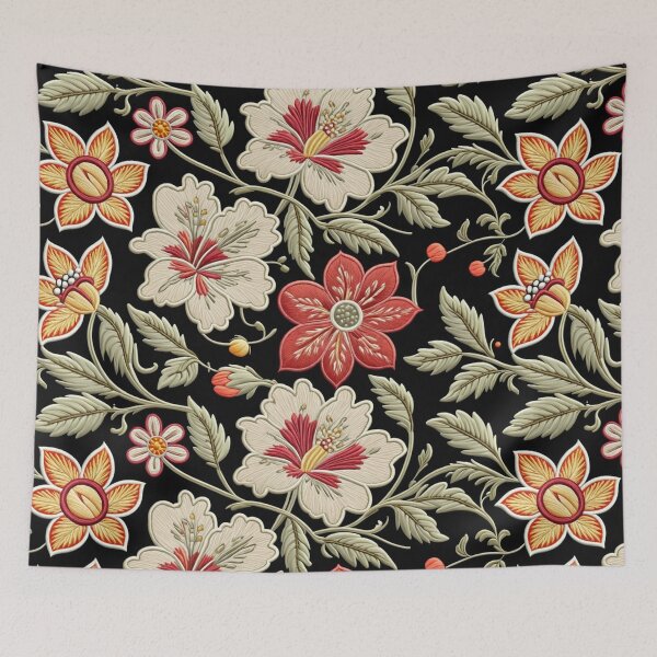 Item preview, Fantasy flowers in retro, vintage, jacobean embroidery style designed and sold by Giuseppe Cammino.