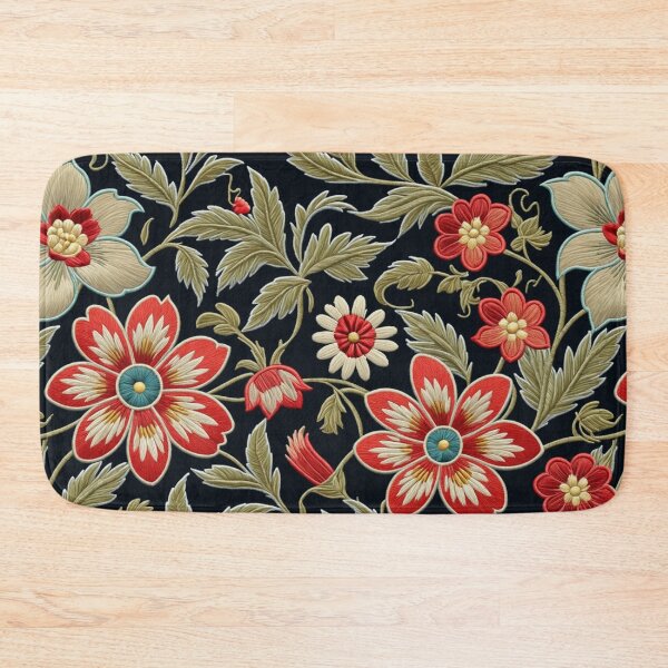 Item preview, Fantasy flowers in retro, vintage, jacobean embroidery style designed and sold by Giuseppe Cammino.