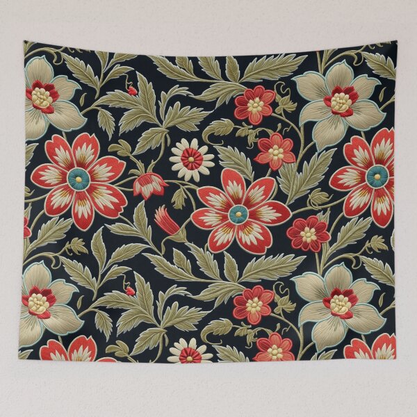 Item preview, Fantasy flowers in retro, vintage, jacobean embroidery style designed and sold by Giuseppe Cammino.