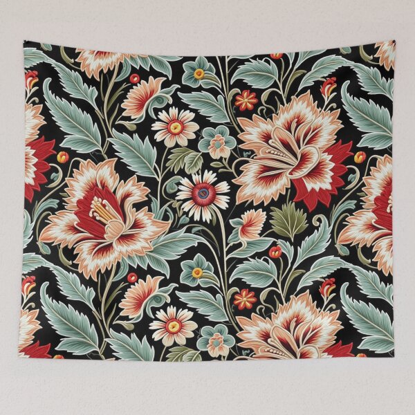 Item preview, Fantasy flowers in retro, vintage, jacobean embroidery style designed and sold by Giuseppe Cammino.