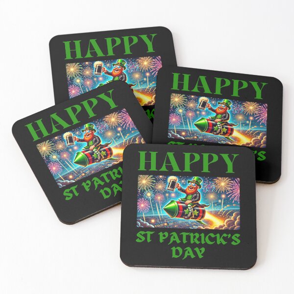 Item preview, Happy St Patrick's Day - Riding A Rocket Firework designed and sold by Manic Merch Designs.