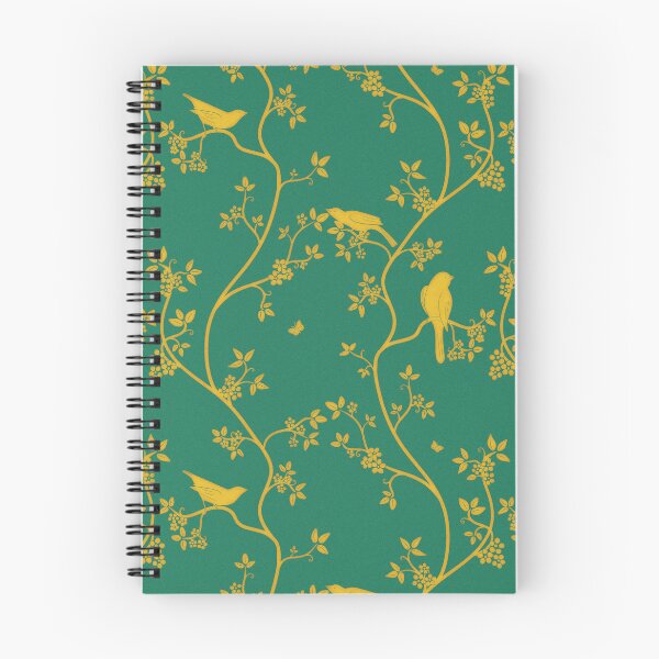 Item preview, Vintage birds in trees Gold and green vintage glamour style gift for chinoiserie print lovers  designed and sold by trefail.