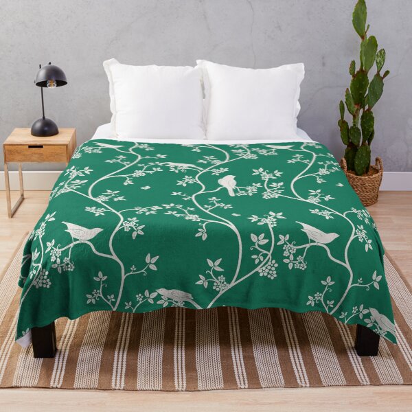 Item preview, Vintage birds in trees White and green vintage glamour style gift for chinoiserie print lovers designed and sold by trefail.