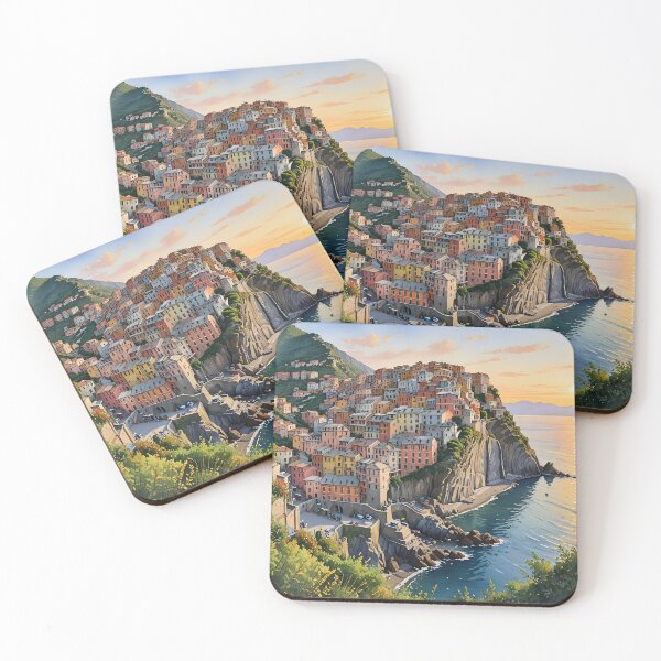 Item preview, Corniglia, Italy: Sunset Glow on a Cliffside Village designed and sold by LSVart.