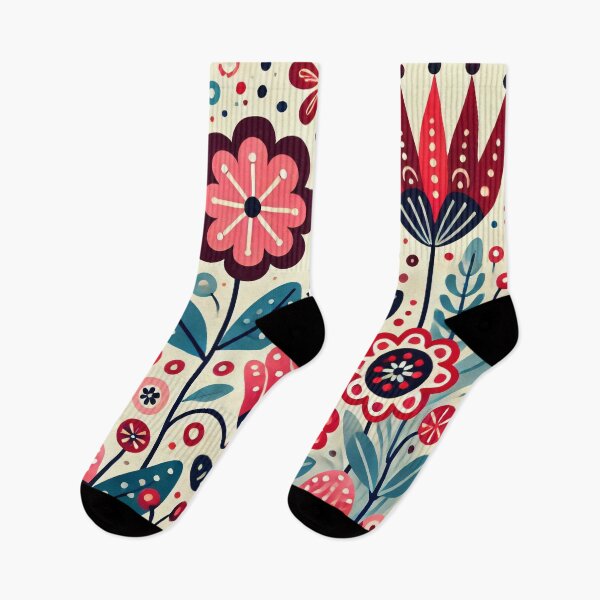 Item preview, Scandinavian Folk Art - Colourful Wildflower Garden by heidiannemorris designed and sold by FOLK ART FUSION.