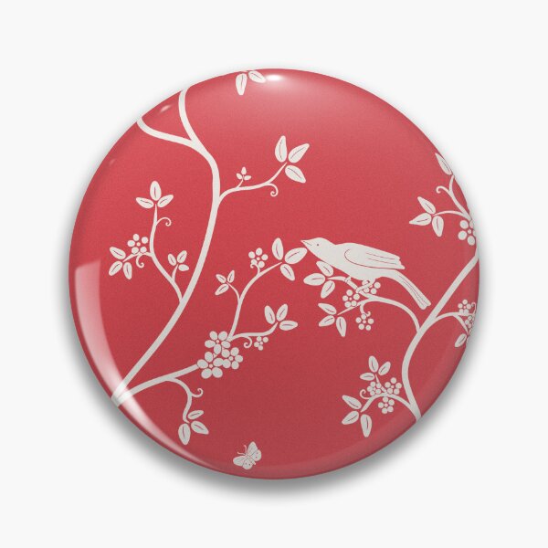Item preview, Vintage birds in trees White and red vintage glamour style gift for chinoiserie print lovers  designed and sold by trefail.