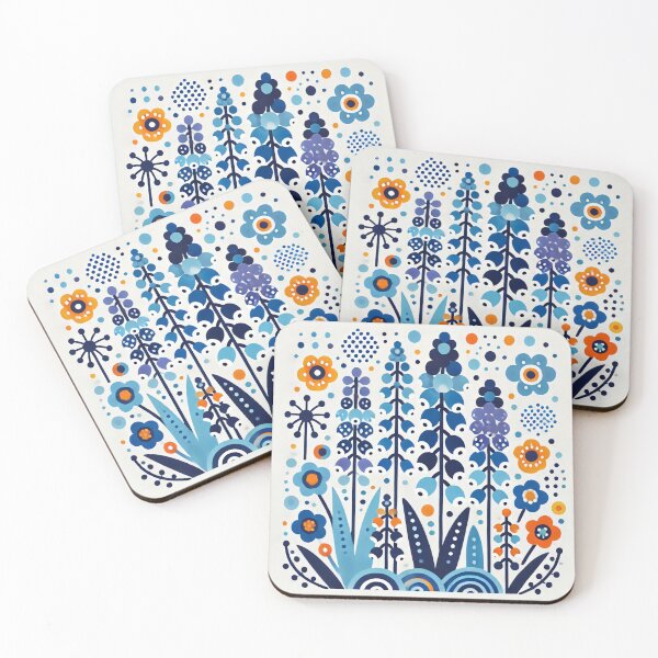 Item preview, Scandinavian Folk Art - Colourful Blue Lupin Wildflowers by heidiannemorris designed and sold by FOLK ART FUSION by heidiannemorris.