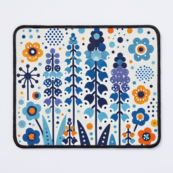 Item preview, Scandinavian Folk Art - Colourful Blue Lupin Wildflowers by heidiannemorris designed and sold by FOLK ART FUSION by heidiannemorris.