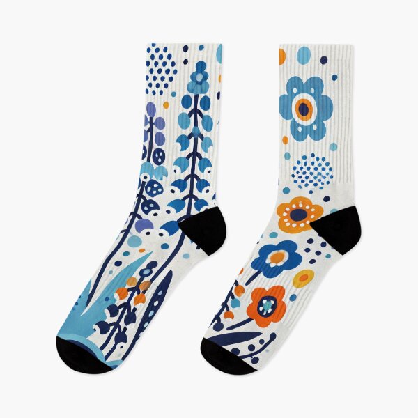 Item preview, Scandinavian Folk Art - Colourful Blue Lupin Wildflowers by heidiannemorris designed and sold by FOLK ART FUSION by heidiannemorris.