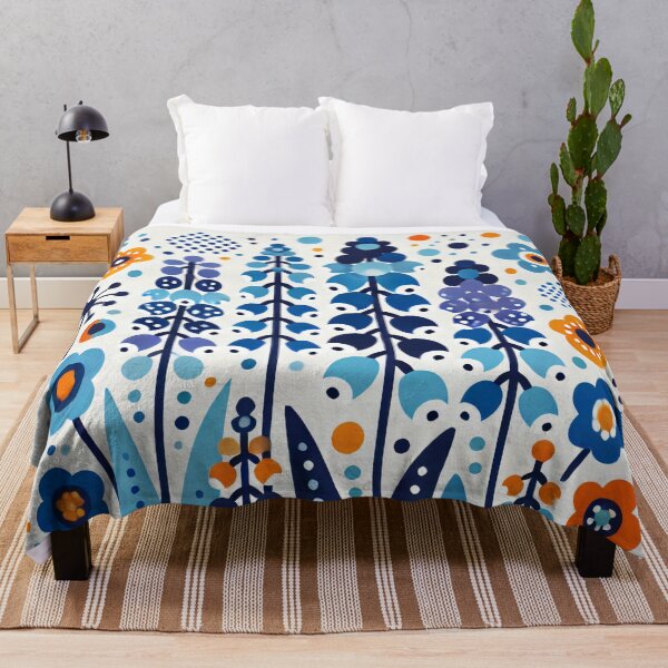 Item preview, Scandinavian Folk Art - Colourful Blue Lupin Wildflowers by heidiannemorris designed and sold by FOLK ART FUSION by heidiannemorris.