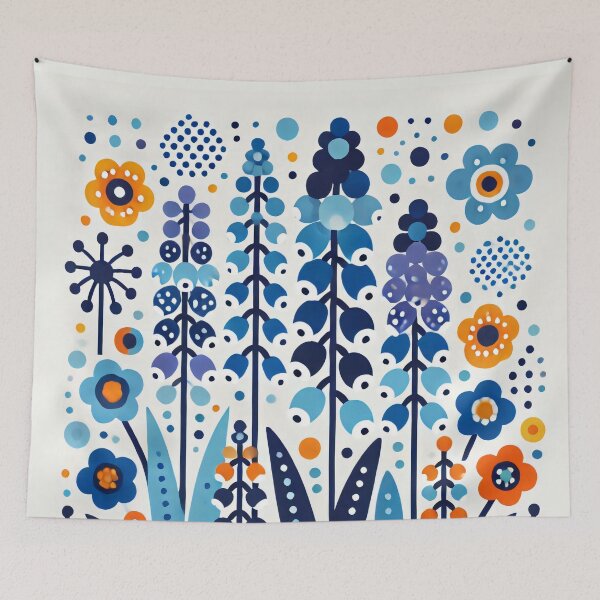 Item preview, Scandinavian Folk Art - Colourful Blue Lupin Wildflowers by heidiannemorris designed and sold by FOLK ART FUSION by heidiannemorris.