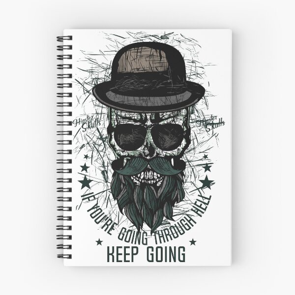 Item preview, hipster skulls keep going skull mustache beard skull slogan designed and sold by Achille3777.