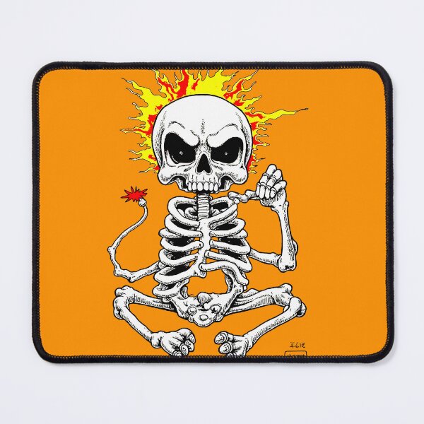 Item preview, Funny skeleton fire japan manga anime comix style ink drawing designed and sold by VonKalt.