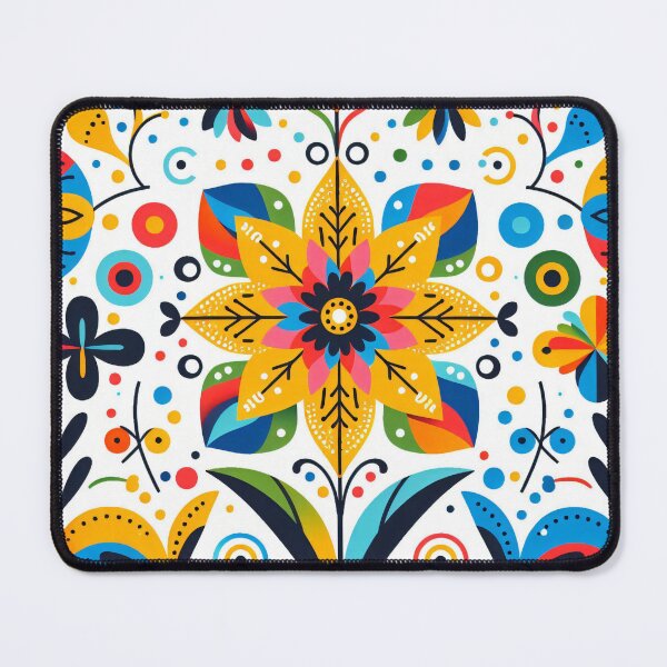 Item preview, Scandinavian Folk Art Starflower & Lilies - Bold Yellow & Blue Floral by heidiannemorris designed and sold by FOLK ART FUSION by heidiannemorris.