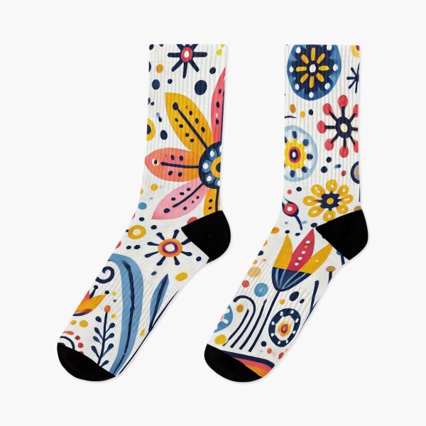Item preview, Rainbow Scandinavian Folk Art - Colourful Starflower & Wildflowers by heidiannemorris designed and sold by FOLK ART FUSION by heidiannemorris.
